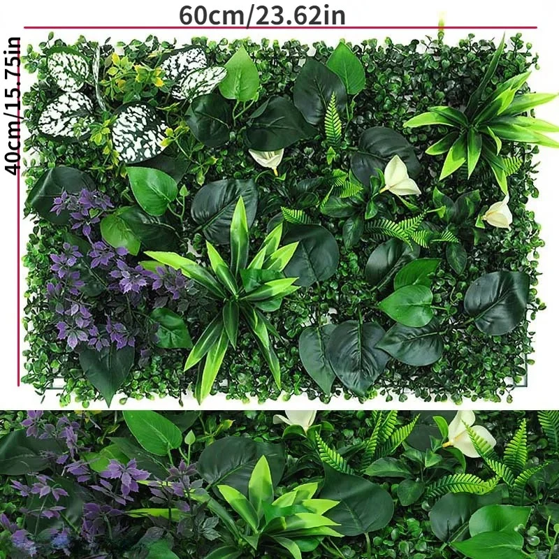 Wild Mix: Pointed leaves with small purple accents. Dimensions shown: 60 × 40 cm.